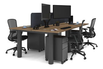  - Quadro Cylinder Leg 4 Person Office Workstations [1400L x 700W] - 1