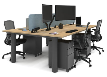 Quadro Cylinder Leg 4 Person Office Workstations [1400L x 800W with Cable Scallop] Jasonl black leg maple blue acoustic panel (400H x 1200W)