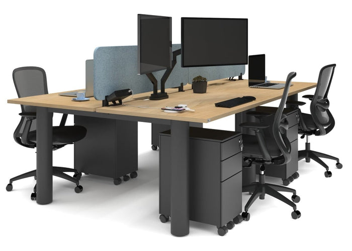Quadro Cylinder Leg 4 Person Office Workstations [1400L x 800W with Cable Scallop] Jasonl black leg maple blue acoustic panel (400H x 1200W)