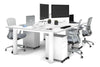 Quadro Cylinder Leg 4 Person Office Workstations [1400L x 800W with Cable Scallop] - Thumbnail 1 