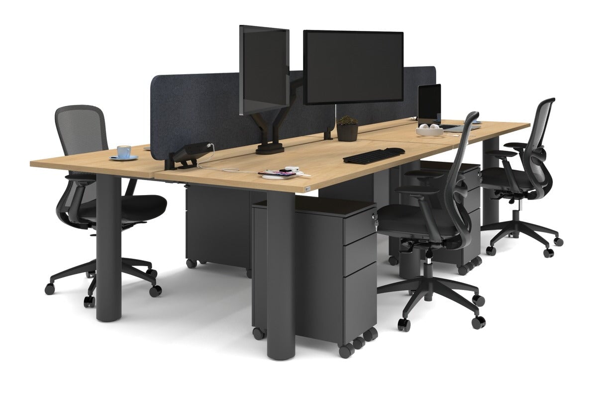 Quadro Cylinder Leg 4 Person Office Workstations [1600L x 700W] Jasonl black leg maple dark grey echo panel (400H x 1600W)