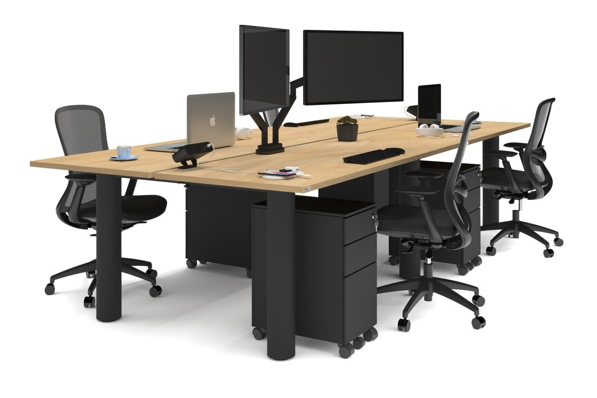 Quadro Cylinder Leg 4 Person Office Workstations [1600L x 700W] Jasonl black leg maple none