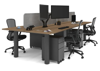 Quadro Cylinder Leg 4 Person Office Workstations [1600L x 700W] Jasonl black leg salvage oak light grey acoustic panel (400H x 1600W)
