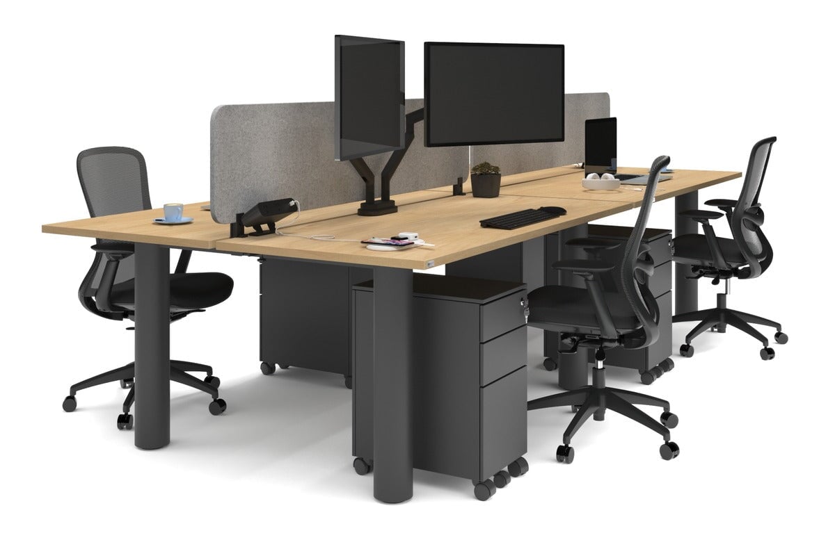 Quadro Cylinder Leg 4 Person Office Workstations [1600L x 700W] Jasonl black leg maple light grey echo panel (400H x 1600W)
