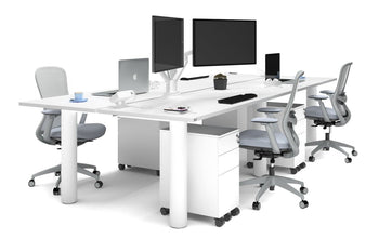  - Quadro Cylinder Leg 4 Person Office Workstations [1600L x 700W] - 1