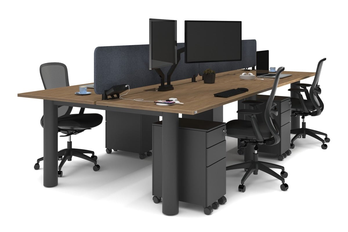 Quadro Cylinder Leg 4 Person Office Workstations [1600L x 800W with Cable Scallop] Jasonl black leg salvage oak dark grey echo panel (400H x 1600W)