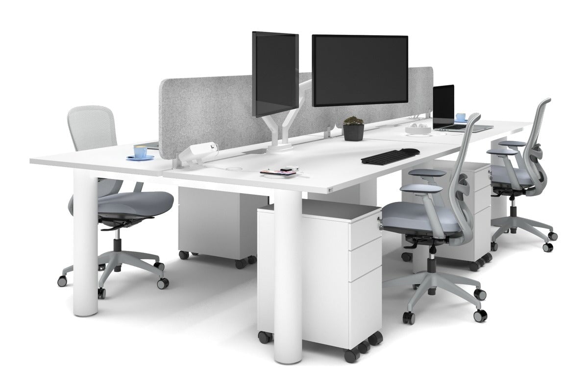 Quadro Cylinder Leg 4 Person Office Workstations [1600L x 800W with Cable Scallop] Jasonl white leg white light grey echo panel (400H x 1600W)
