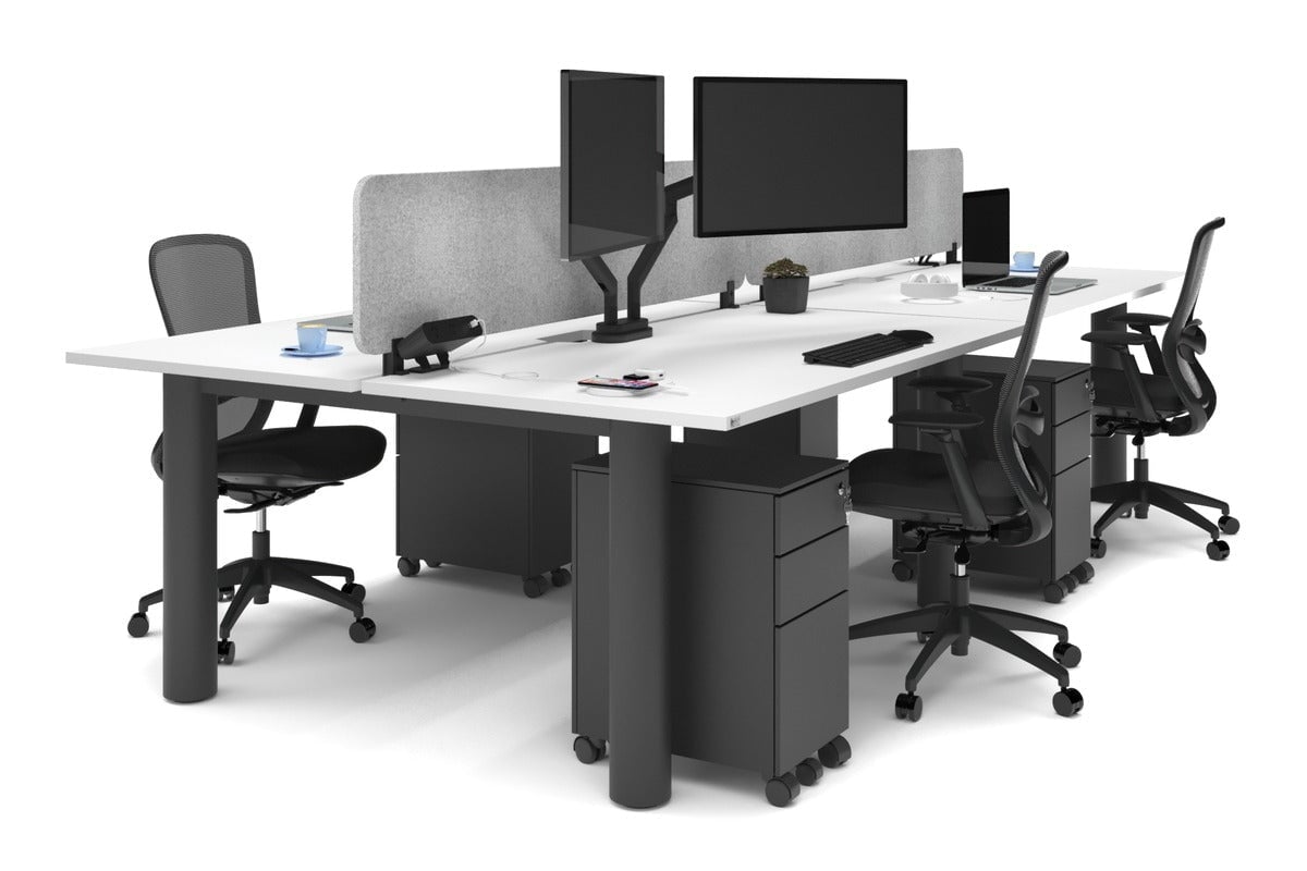 Quadro Cylinder Leg 4 Person Office Workstations [1600L x 800W with Cable Scallop] Jasonl black leg white light grey echo panel (400H x 1600W)