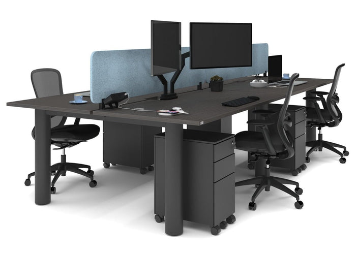 Quadro Cylinder Leg 4 Person Office Workstations [1600L x 800W with Cable Scallop] Jasonl black leg dark oak blue acoustic panel (400H x 1600W)