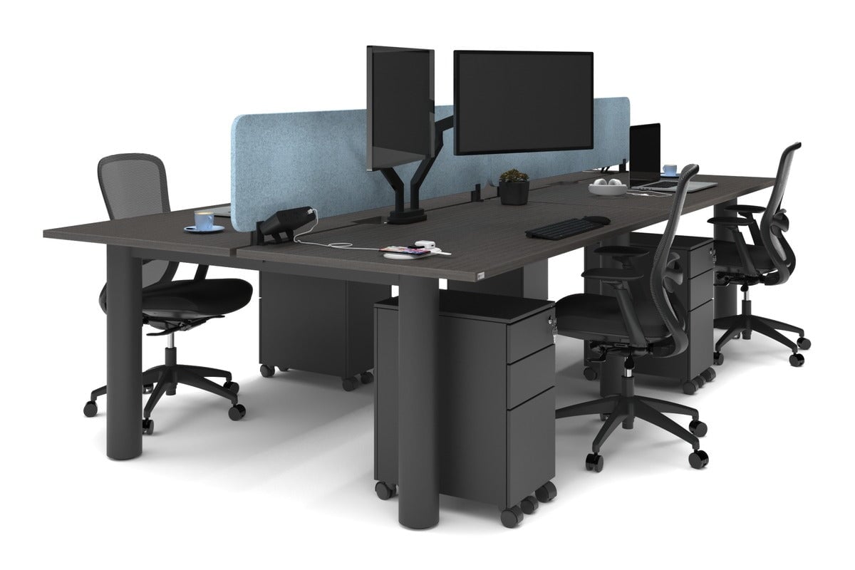 Quadro Cylinder Leg 4 Person Office Workstations [1600L x 800W with Cable Scallop] Jasonl black leg dark oak blue echo panel (400H x 1600W)