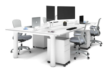  - Quadro Cylinder Leg 4 Person Office Workstations [1600L x 800W with Cable Scallop] - 1