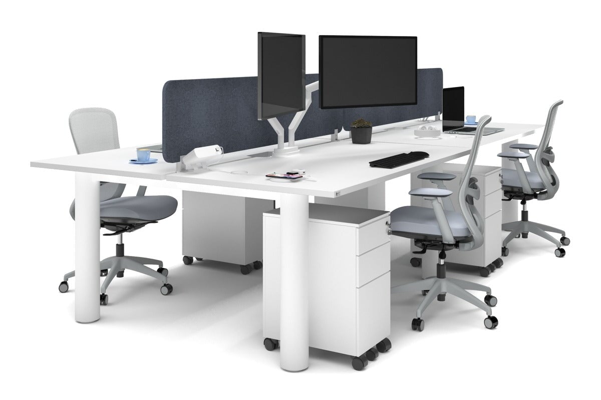 Quadro Cylinder Leg 4 Person Office Workstations [1600L x 800W with Cable Scallop] Jasonl white leg white dark grey echo panel (400H x 1600W)