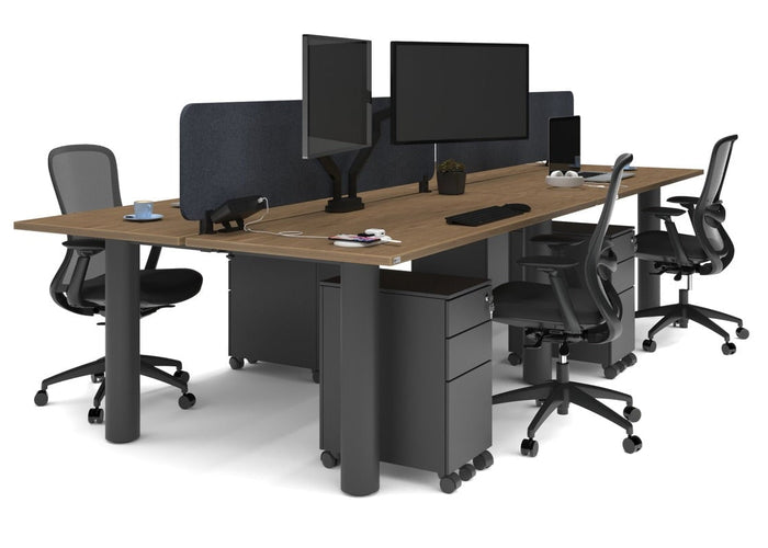 Quadro Cylinder Leg 4 Person Office Workstations [1800L x 700W] Jasonl black leg salvage oak dark grey acoustic panel (400H x 1600W)