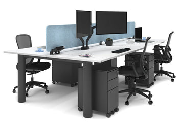 Quadro Cylinder Leg 4 Person Office Workstations [1800L x 800W with Cable Scallop] Jasonl black leg white blue acoustic panel (400H x 1600W)