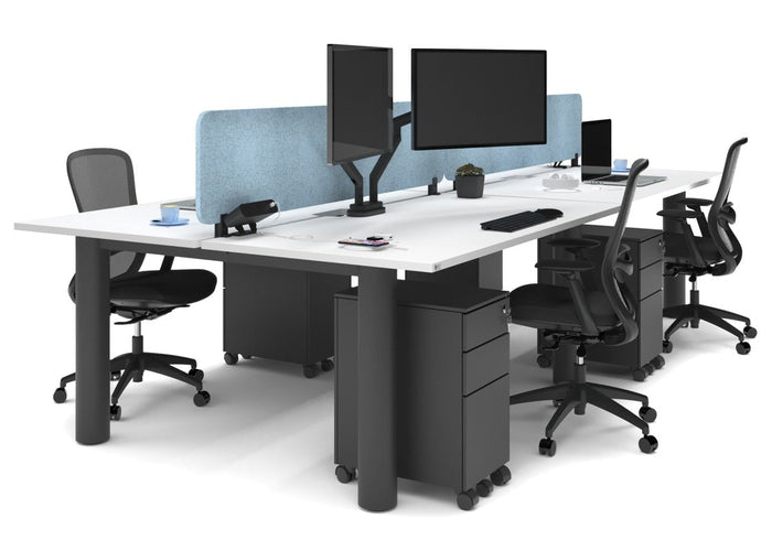 Quadro Cylinder Leg 4 Person Office Workstations [1800L x 800W with Cable Scallop] Jasonl black leg white blue acoustic panel (400H x 1600W)