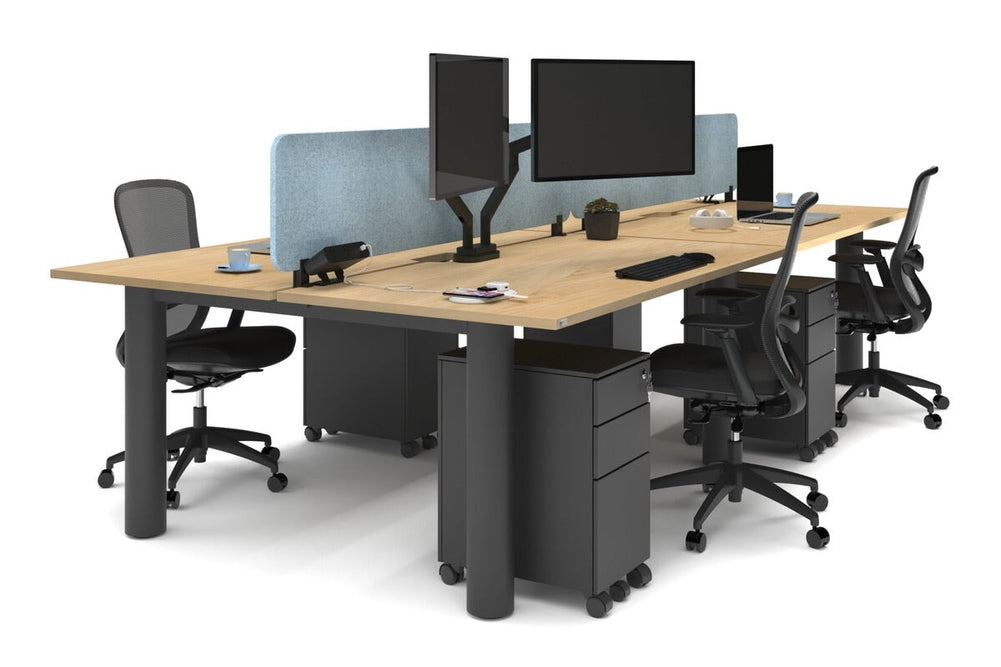 Quadro Cylinder Leg 4 Person Office Workstations [1800L x 800W with Cable Scallop]-black leg maple blue acoustic panel (400H x 1600W)