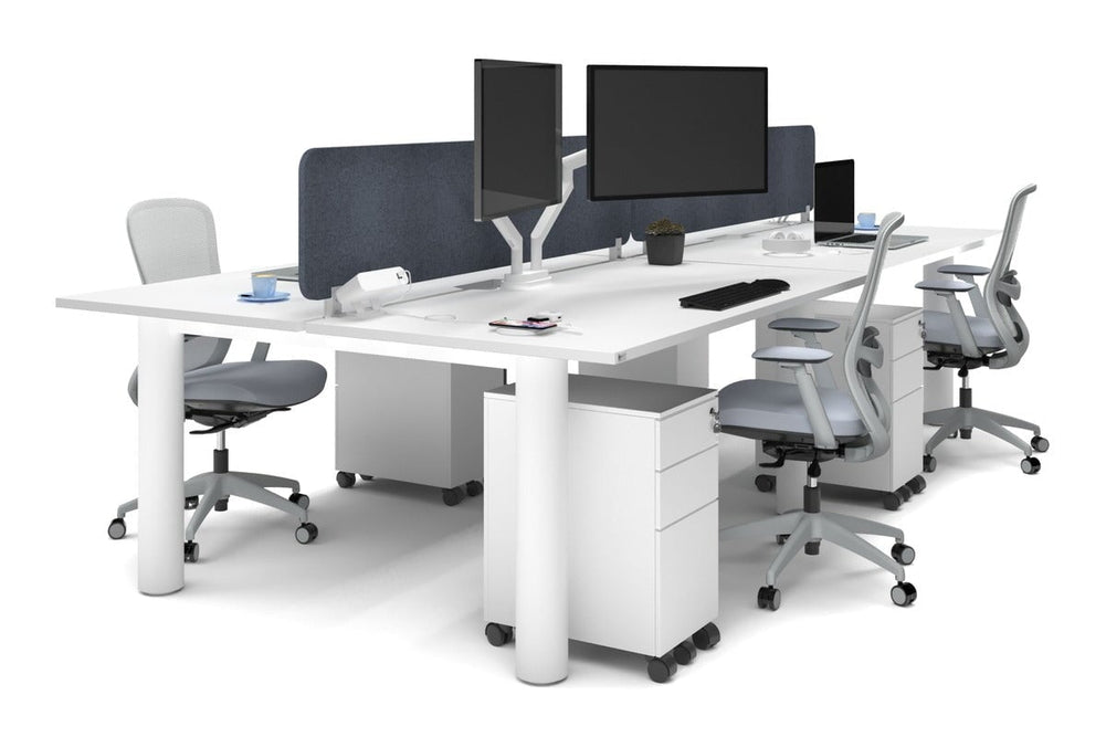 Quadro Cylinder Leg 4 Person Office Workstations [1800L x 800W with Cable Scallop]-white leg white dark grey acoustic panel (400H x 1600W)