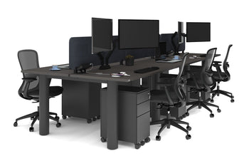  - Quadro Cylinder Leg 6 Person Office Workstations [1200L x 700W] - 1