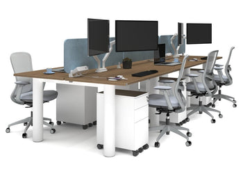 Quadro Cylinder Leg 6 Person Office Workstations [1400L x 700W] Jasonl white leg salvage oak blue acoustic panel (400H x 1200W)