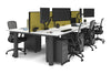 Quadro Cylinder Leg 6 Person Office Workstations [1400L x 800W with Cable Scallop] - Thumbnail 44 