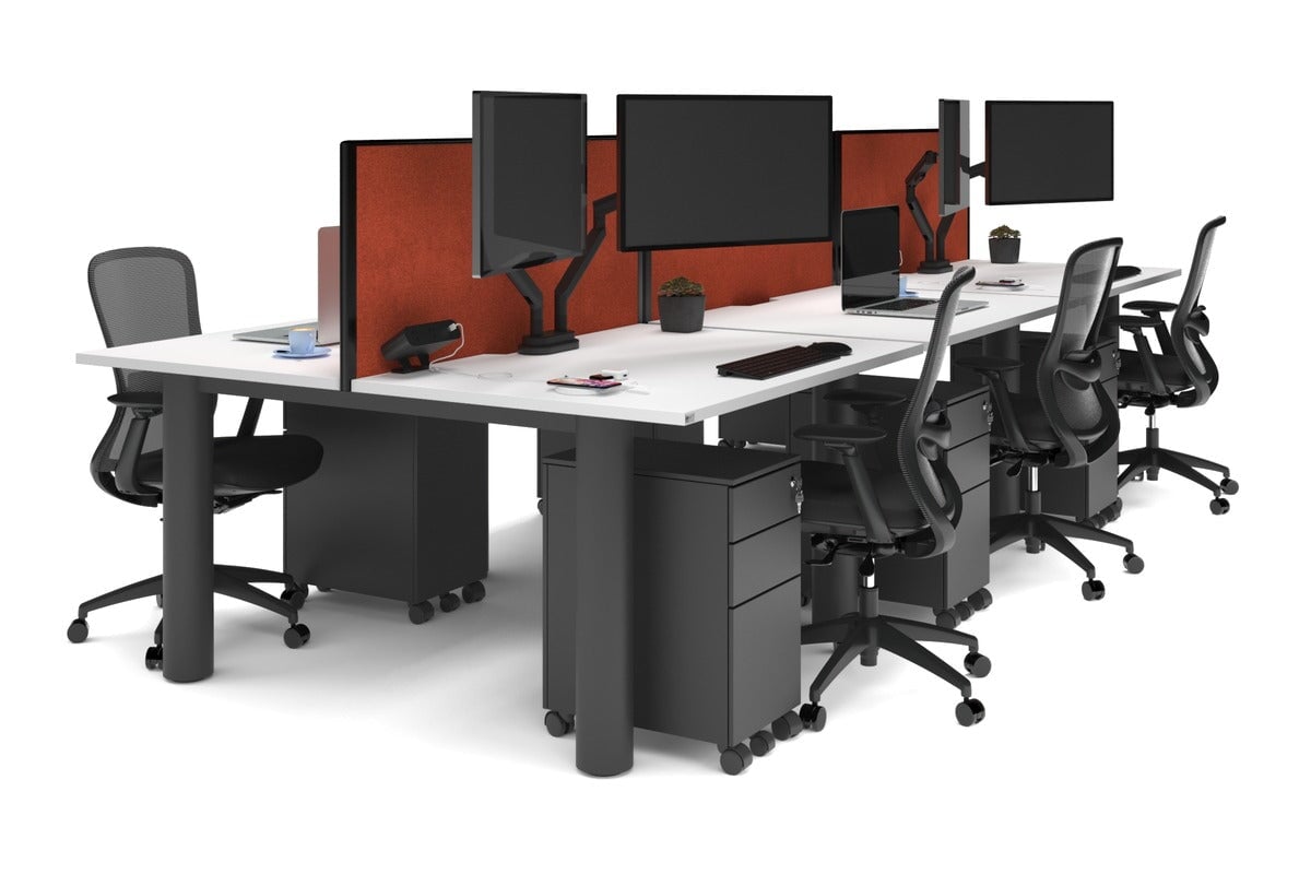 Quadro Cylinder Leg 6 Person Office Workstations [1400L x 800W with Cable Scallop] Jasonl black leg white orange squash (500H x 1400W)