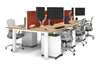 Quadro Cylinder Leg 6 Person Office Workstations [1400L x 800W with Cable Scallop] - Thumbnail 13 