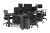 Quadro Cylinder Leg 6 Person Office Workstations [1400L x 800W with Cable Scallop] - Thumbnail 81 