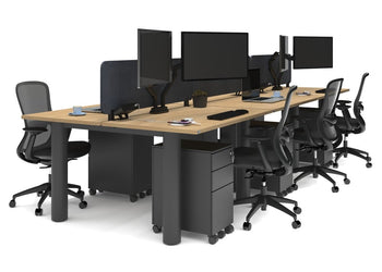 Quadro Cylinder Leg 6 Person Office Workstations [1400L x 800W with Cable Scallop] Jasonl black leg maple dark grey acoustic panel (400H x 1200W)