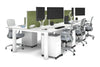 Quadro Cylinder Leg 6 Person Office Workstations [1400L x 800W with Cable Scallop] - Thumbnail 5 