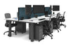 Quadro Cylinder Leg 6 Person Office Workstations [1400L x 800W with Cable Scallop] - Thumbnail 46 