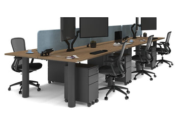 Quadro Cylinder Leg 6 Person Office Workstations [1600L x 700W] Jasonl black leg salvage oak blue acoustic panel (400H x 1600W)