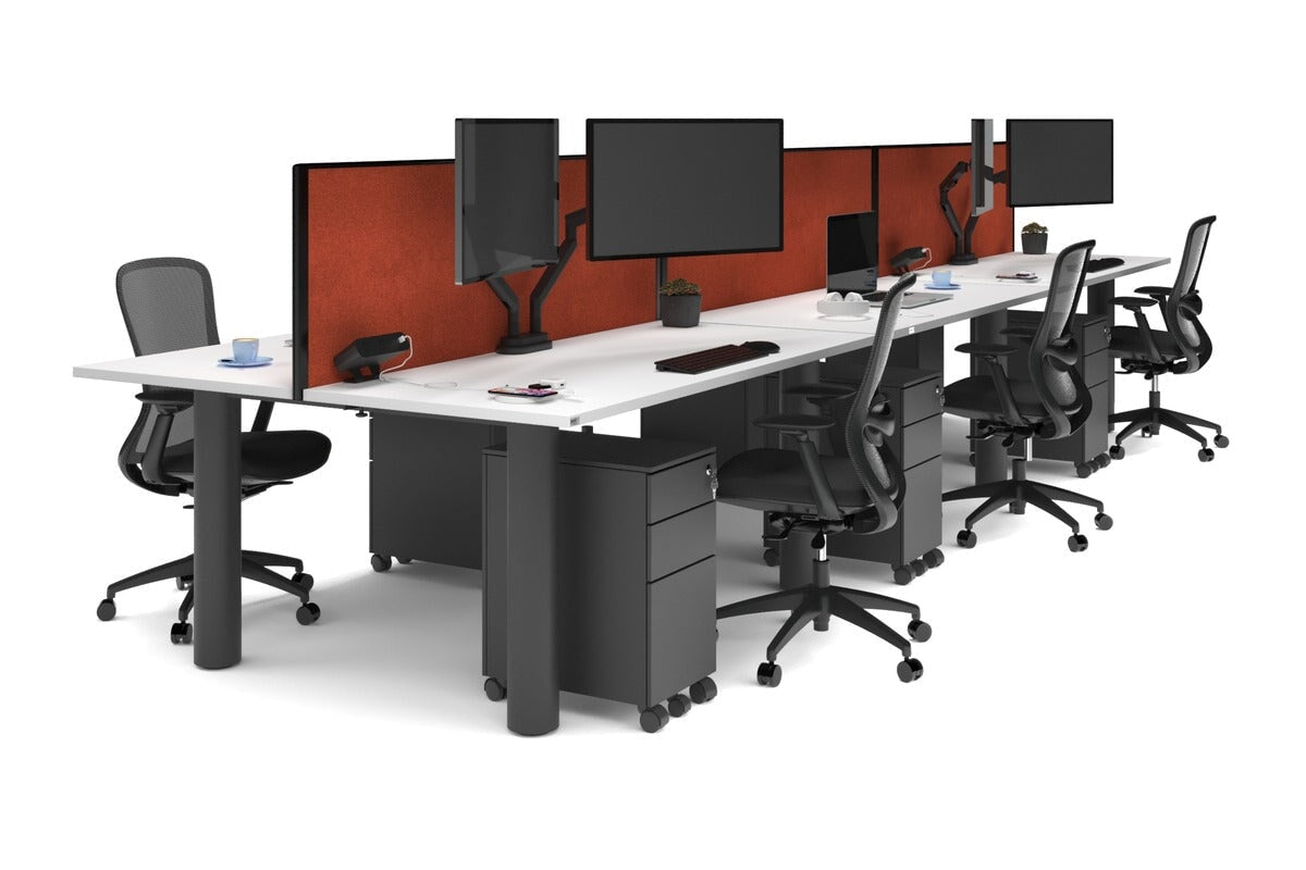Quadro Cylinder Leg 6 Person Office Workstations [1600L x 700W] Jasonl black leg white orange squash (500H x 1600W)