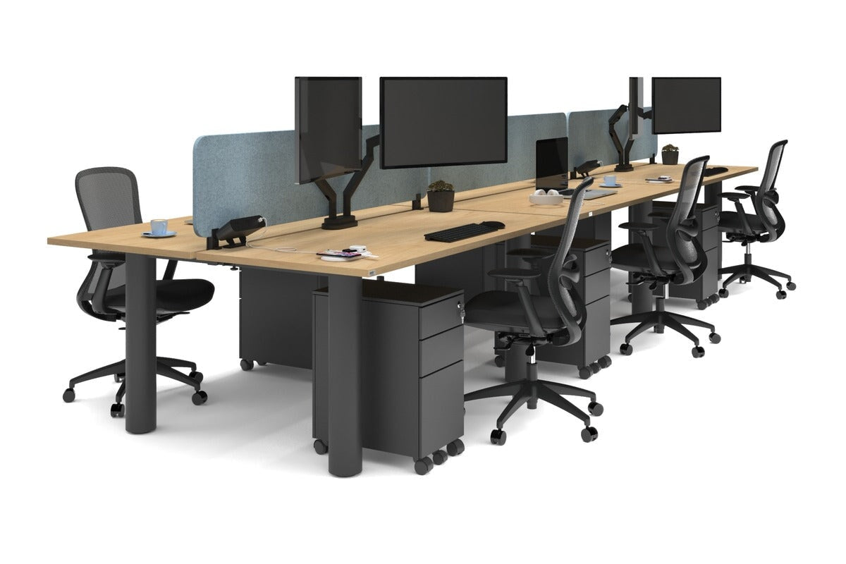 Quadro Cylinder Leg 6 Person Office Workstations [1600L x 700W] Jasonl black leg maple blue echo panel (400H x 1600W)
