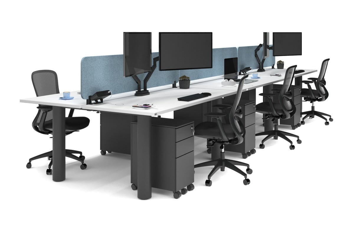 Quadro Cylinder Leg 6 Person Office Workstations [1600L x 700W] Jasonl black leg white blue echo panel (400H x 1600W)