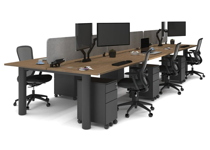 Quadro Cylinder Leg 6 Person Office Workstations [1600L x 800W with Cable Scallop] Jasonl black leg salvage oak light grey acoustic panel (400H x 1600W)
