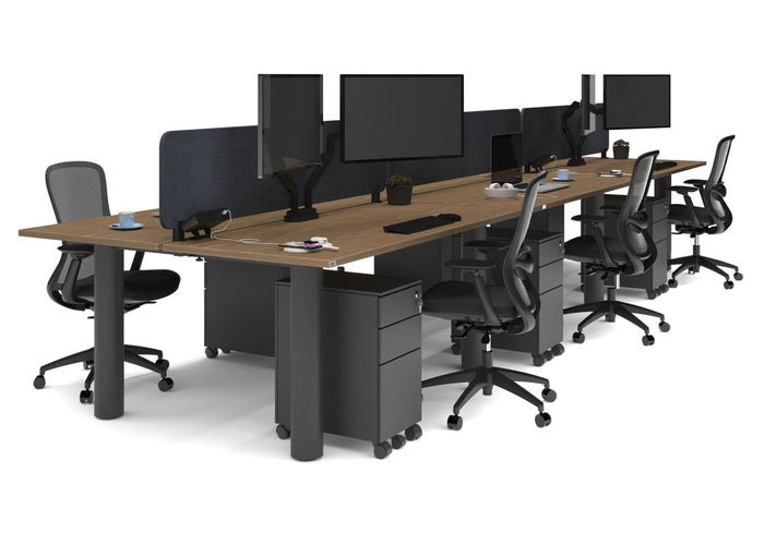 Quadro Cylinder Leg 6 Person Office Workstations [1800L x 700W] Jasonl black leg salvage oak dark grey acoustic panel (400H x 1600W)