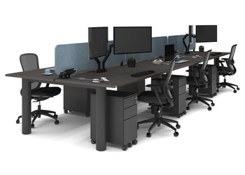 Quadro Cylinder Leg 6 Person Office Workstations [1800L x 800W with Cable Scallop] Jasonl black leg dark oak blue acoustic panel (400H x 1600W)