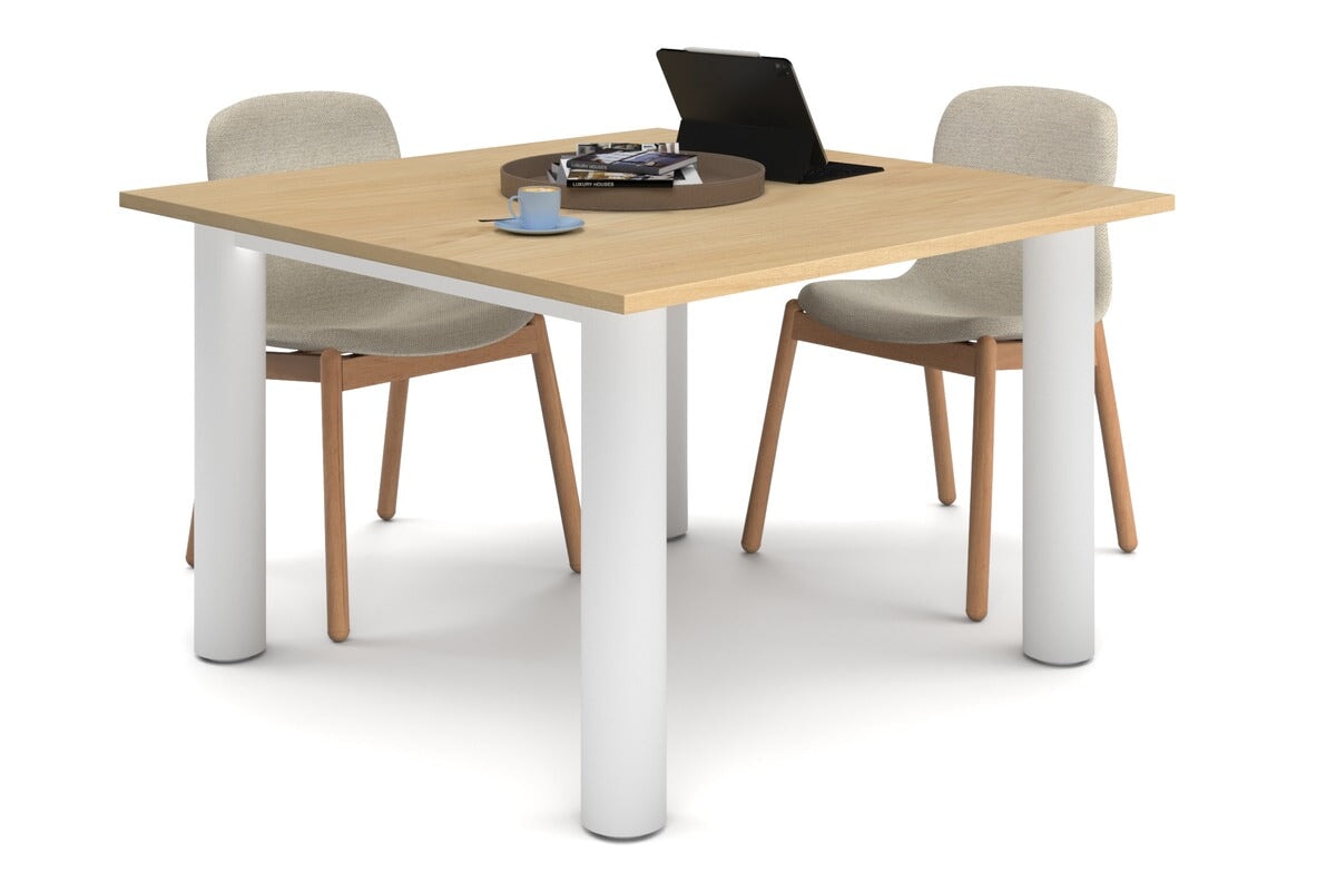 Quadro Cylinder Leg Modern Boardroom Rectangle Table [1200L x 1200W] Jasonl white leg maple 