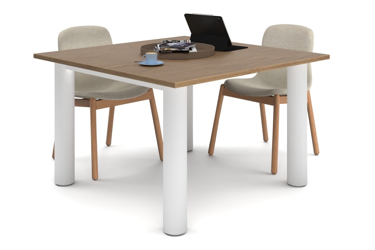 Quadro Cylinder Leg Modern Boardroom Rectangle Table [1200L x 1200W] Jasonl white leg salvage oak 