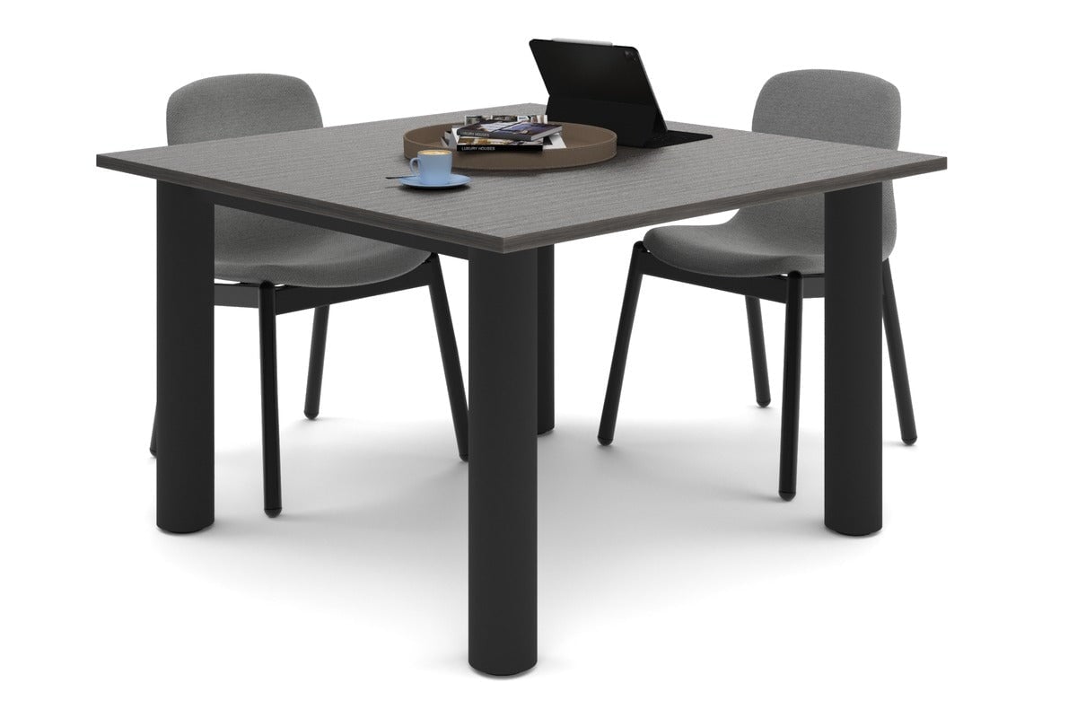Quadro Cylinder Leg Modern Boardroom Rectangle Table [1200L x 1200W] Jasonl black leg dark oak 