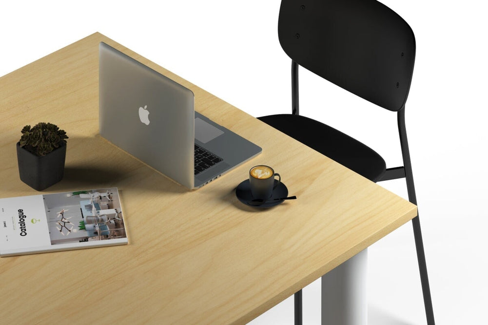 Quadro Cylinder Leg Modern Boardroom Rectangle Table [2400L x 1200W]-black leg black power box