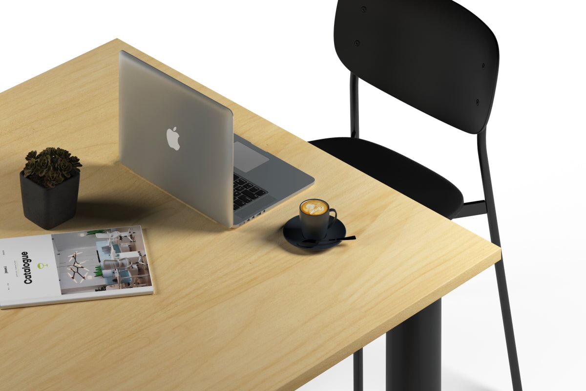 Quadro Cylinder Leg Modern Boardroom Rectangle Table  [1200L x 1200W]-black leg black 