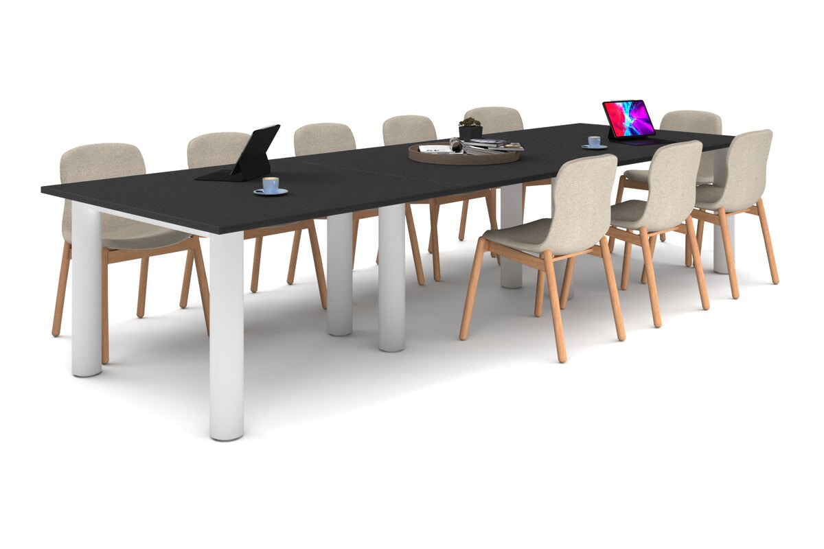 Quadro Cylinder Leg Modern Boardroom Rectangle Table [3600L x 1200W] Jasonl white leg black 