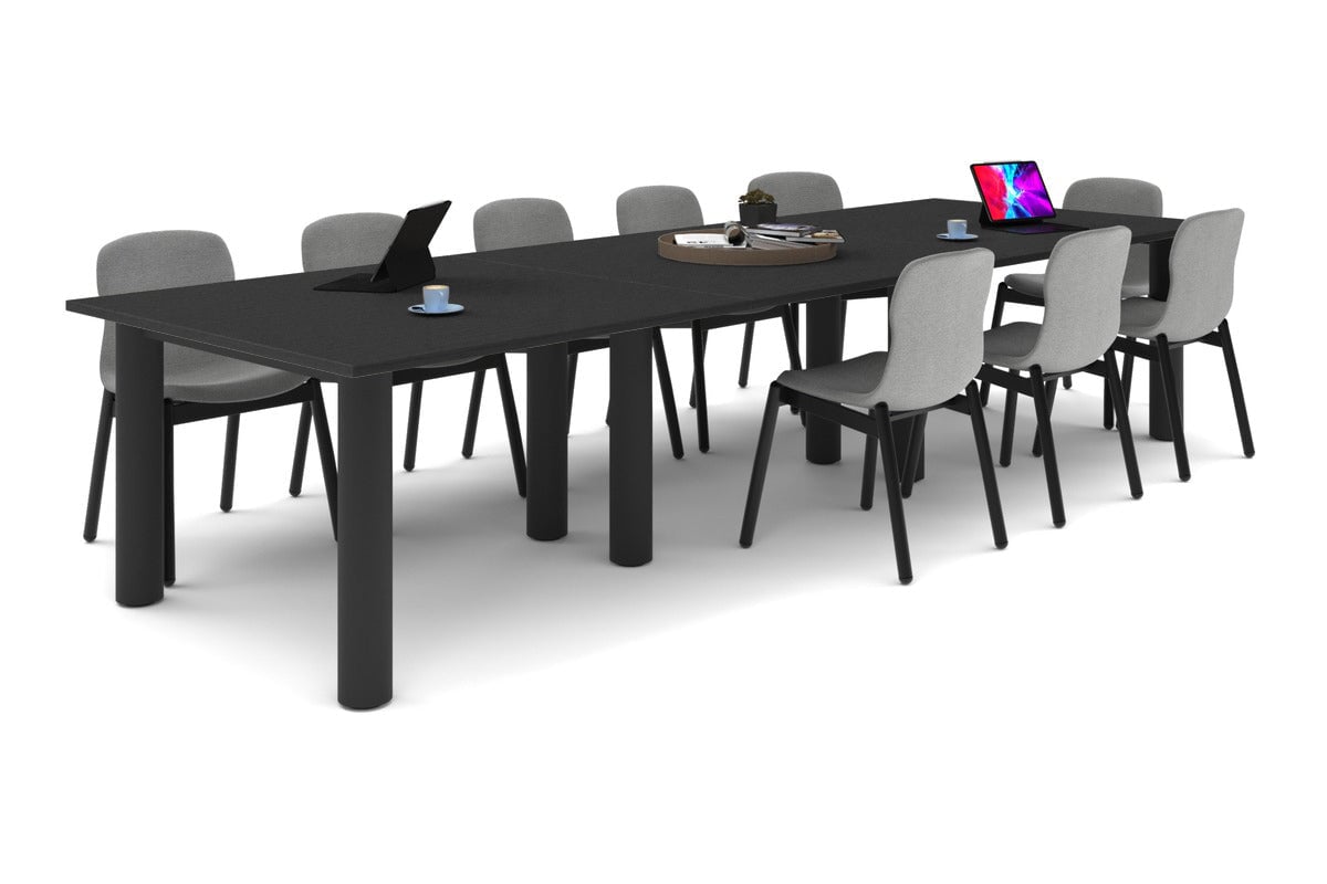 Quadro Cylinder Leg Modern Boardroom Rectangle Table [3600L x 1200W] Jasonl black leg black 