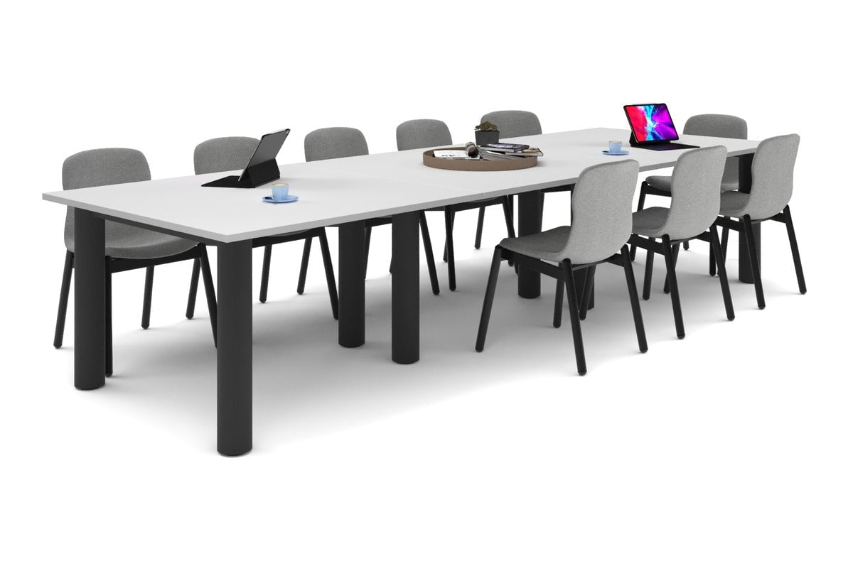 Quadro Cylinder Leg Modern Boardroom Rectangle Table [3600L x 1200W]-black leg white 