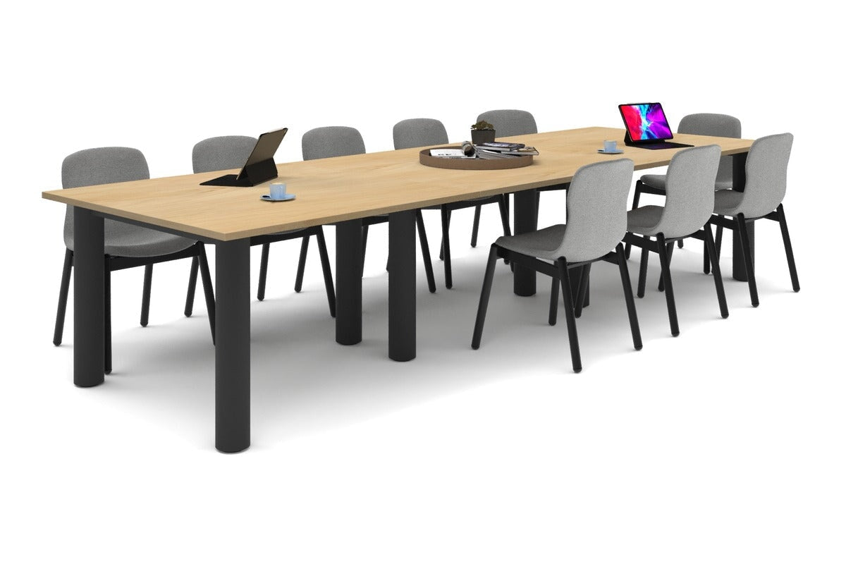 Quadro Cylinder Leg Modern Boardroom Rectangle Table [3600L x 1200W] Jasonl black leg maple 