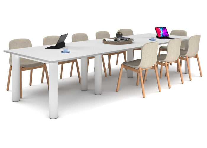 Quadro Cylinder Leg Modern Boardroom Rectangle Table [3600L x 1200W] Jasonl white leg white 