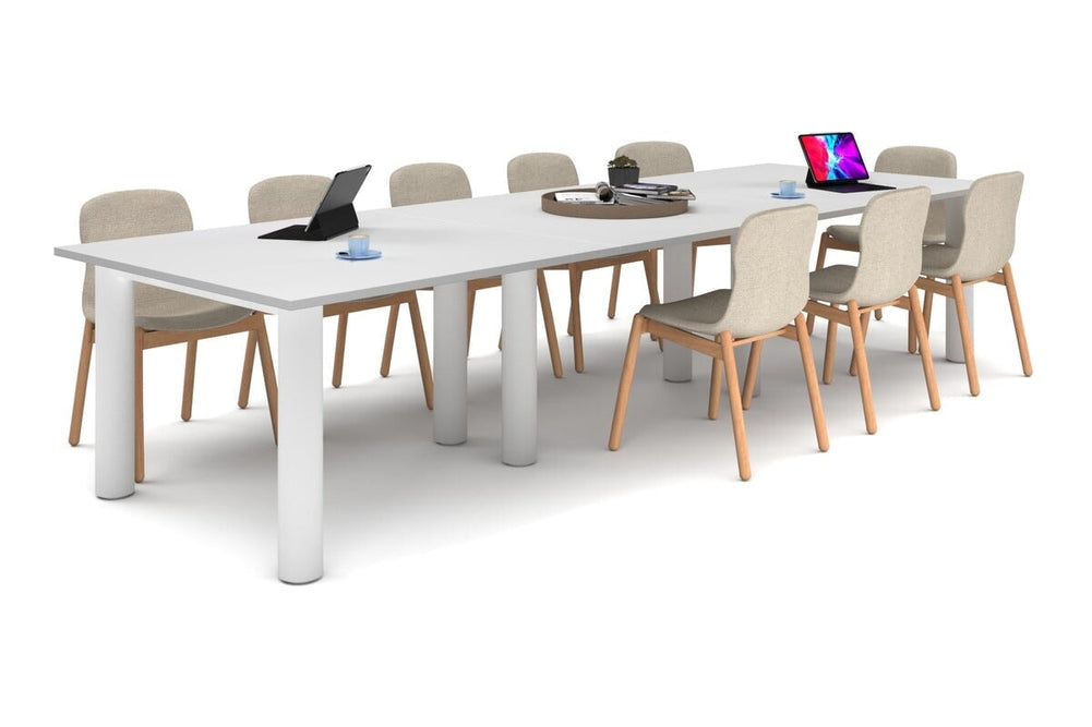 Quadro Cylinder Leg Modern Boardroom Rectangle Table [3600L x 1200W]-white leg white 