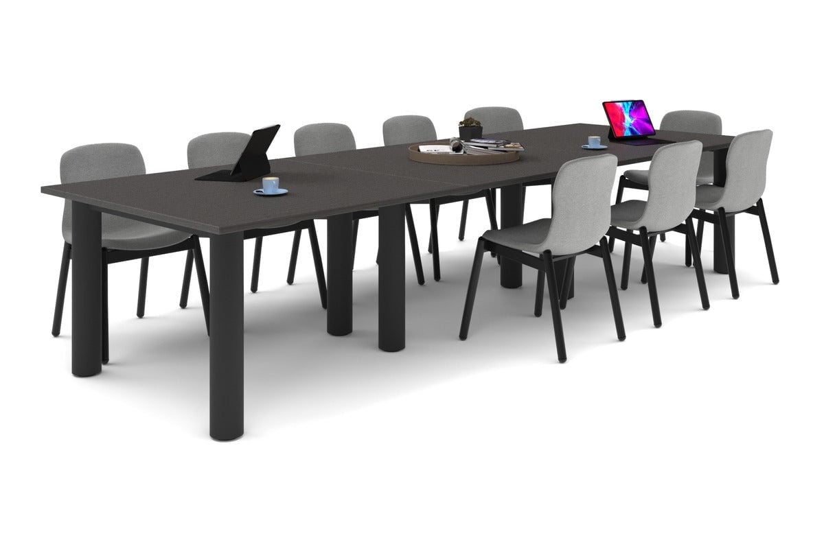 Quadro Cylinder Leg Modern Boardroom Rectangle Table [3600L x 1200W] Jasonl black leg dark oak 