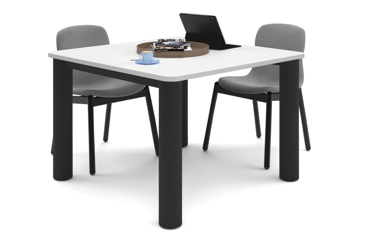 Quadro Cylinder Leg Modern Boardroom Rectangle Table - Rounded Corners [1100L x 1100W with Rounded Corners] Jasonl black leg white 